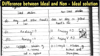 Ideal and non  ideal solution  Difference between ideal and non ideal solution [upl. by Sylvie]