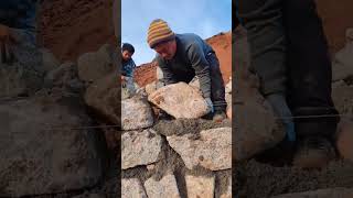 Cement stone wall building process [upl. by Anitsrihc]