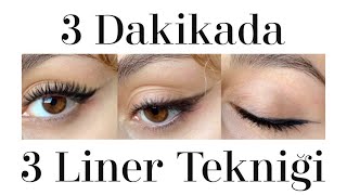 3 Dakikada 3 Kolay Eyeliner Nasıl Çekilir I Göz Kalemi Siyah Far ve Likit Eyeliner Sürme [upl. by Wilkison]