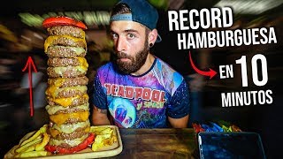 HAMBURGUESA GIGANTE de 13 CARNES en MENOS 10 MINUTOS mi primer reto de comida en público [upl. by Crifasi]