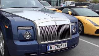 Rolls Royce Phantom Drophead Walkaround in Vienna  other supercars Murcielago F430 Gallardo [upl. by Hoban]