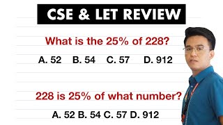 228 is 25 of What Number Percentage Rate and Base Problem  Civil Service Exam amp LET Review [upl. by Ztnarf]