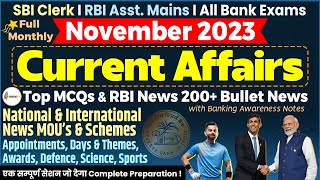 November Full Month Current Affairs 2023  November Banking Current Affairs 2023 SBI CLERK RBI Asst [upl. by Haimes331]