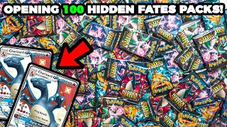 Opening 100 Pokemon Hidden Fates Packs 2 SHINY CHARIZARD GX PULLED [upl. by Shanly]