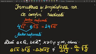 Inmultirea si impartirea nr cu radicali cls a 7 a ExercitiiInvata Matematica UsorMeditatii Online [upl. by Yrrek]