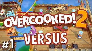 Overcooked 2 Versus  1  Pancakes vs Waffles 4 Player Gameplay [upl. by Nomelihp]