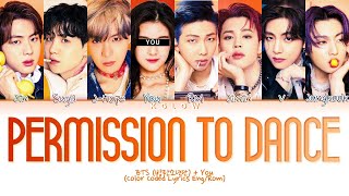 Karaoke BTS 방탄소년단 quotPERMISSION TO DANCEquot Color Coded Lyrics Eng 8 Members [upl. by Sisco]