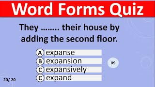 Word Forms Quiz  Vocabulary Quiz  English Quiz Test [upl. by Melony]