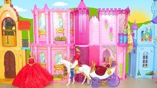 Princess Barbie Doll Crystal Royal Castle  New Horse amp Carriage Prinzessin Schloss Kastil putri [upl. by Aniratak]