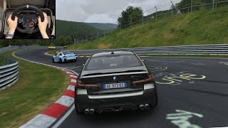 BMW M5 CS  Nürburgring Nordschleife Trackday  Assetto Corsa Steering Wheel Gameplay [upl. by Aryek]