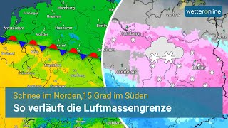 ❗️Luftmassengrenze baut sich auf 15 Grad im Süden vs Schnee im Norden [upl. by Laural]