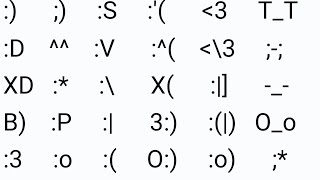 Meanings of All Simple Emoticons  Part 1  How to Type Emoticons in Text Messages amp Comments [upl. by Lekkim]