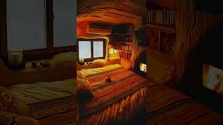 Healing Ambiance Sleep Aid Cave Cozy Cabin Burning Fireplace Blizzard Snowfall [upl. by Alix]