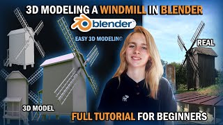 Blender 29 TUTORIAL  3D modeling a Low Poly WINDMILL in BLENDER 29  Full TUTORIAL for BEGINNERS [upl. by Netaf693]