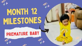 12th month milestones of PREMATURE BABIES preemiepreemiebabyprematurebabypretermbaby milestones [upl. by Acinot]