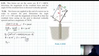 2–23 2–24 Force Vector Chapter 2 Hibbeler Statics Benam Academy [upl. by Niad]