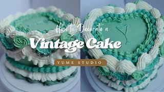 How to make Vintage Style Heart Cake TutorialCake DecoratingHeart Cake Satisfying Piping [upl. by Ifar]