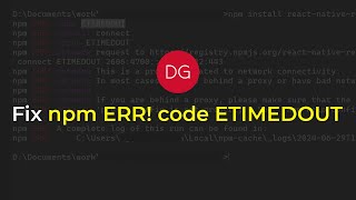 Fix npm ERR code ETIMEDOUT [upl. by Ado]