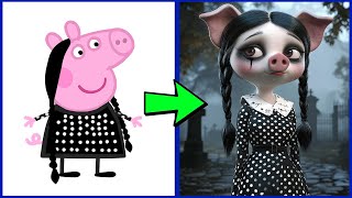 PEPPA PIG All Characters as WEDNESDAY 2024 [upl. by Nageem]