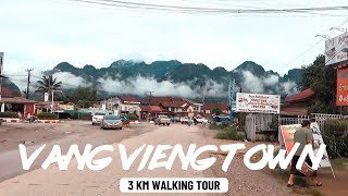 VANG VIENG TOWN AT MOSPHERE SURROUNDING IN THE MORNING [upl. by Novyart184]