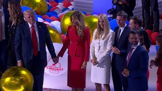 Balloon drop over Donald and Melania Trump on final night of RNC [upl. by Teodoro]