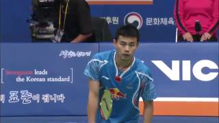 Victor Korea Open 2016  Badminton SF M3MS  Wong Wing Ki Vincent vs Qiao Bin [upl. by Ecnadnac]