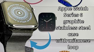 Unboxing apple watch ⌚️ graphite stainless steel amp milanese loop  ساعة ابل ستانليس ستيل [upl. by Lanahtan]