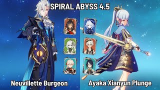 C0 Neuvillette Dehya Burgeon  C0 Ayaka Xianyun Plunge  Spiral Abyss 45 Floor 12  Genshin Impact [upl. by Manton]