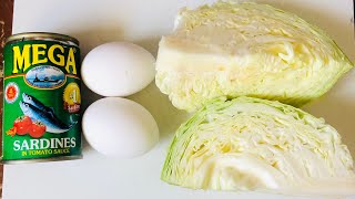 Cabbage with egg and sardines Repolyo recipe Christia Zurcaled [upl. by Bresee]