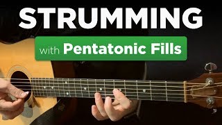 Mixing pentatonic licks w strummed chords in Aminor Warm Up 9 [upl. by Einnaf682]