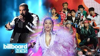 Cardi B Drake amp BTS Among Billboard Music Awards Nominees  Billboard News [upl. by Luanni]