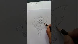 How to Draw a Cute Little Girl Fairy A Step by Step Tutorial shorts [upl. by Novek]