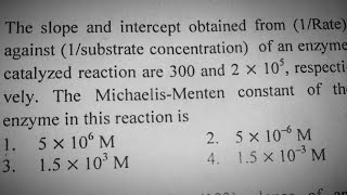 Csir net december 2017 solution MichaelisMenten constant [upl. by Latsyk]