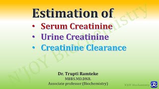 Estimation of serum Creatinine Urine Creatinine Creatinine Clearance  Practical  Biochemistry [upl. by Akimot]