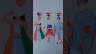 America 🇺🇸 India 🇮🇳 I Love My Country  🇮🇳 Independence Day Drawing shorts art ashortaday [upl. by Todd363]