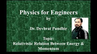 Relativistic Relation Between Energy amp Momentum [upl. by Aziar]