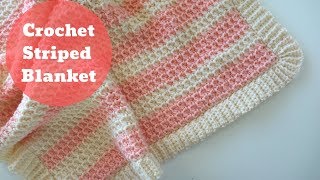 Crochet An Easy Striped Blanket  Beginner Friendly Tutorial [upl. by Weinreb454]