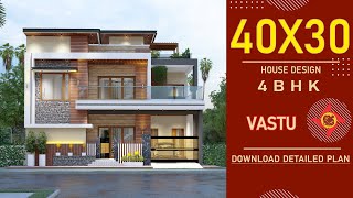 40x30 3D Home Design  Vastu House  1200 Sqft House Plan  4030 House Plan  40by30 House Plan [upl. by Falk509]