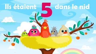 Ils étaient 5 dans le nid  Comptine avec gestes pour enfants et bébés avec les paroles [upl. by Osi979]