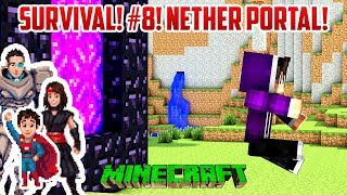 NETHER PORTAL AND PIRATE SHIP HOUSE 3 Noobs Play Minecraft PART 8 [upl. by Nehcterg665]