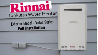 Tankless OnDemand Exterior Water Heater Install  Rinnai Value Series [upl. by Meekah]