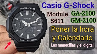 Reloj Casio GShock GA2100 GM2100 5611 Cómo Cambiar la Hora y el Calendario Español [upl. by Otes]