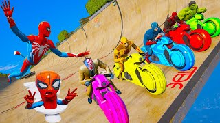 New Challenge with Supergirl and Superheroes Parkour on Sportbike near Skibidi Spiderman Toilet GTA5 [upl. by Konstance999]