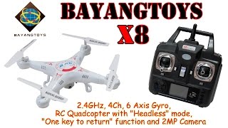 BAYANGTOYS X8 24GHz 4Ch 6 Axis Gyro RC Quadcopter with Headless mode and 2MP Camera RTF [upl. by Nicolea]