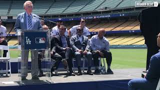 Dodgers ceremony Vin Scully emcees unveiling of 2020 MLB AllStar Game logo at Dodger Stadium [upl. by Einhapets]