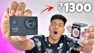 Cheapest ACTION CAMERA only ₹1300⚡️Unboxing and review 😱 [upl. by Ilrahc]