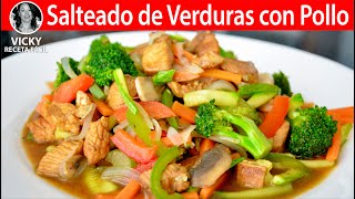 Salteado de Verduras con Pollo  VickyRecetaFacil [upl. by Starobin113]