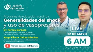 6 AM Academia CCQ  Generalidades del shock y uso de vasopresores [upl. by Leonsis111]