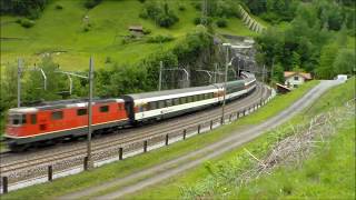 DIE GOTTHARDBHAN  TRENI PASSEGGERI IN TRANSITO A WASSEN CH LINEA DEL GOTTARDO 2  6  2014 [upl. by Ellenad961]