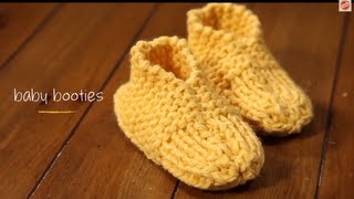 Knit Baby Booties with pattern  1 Hour Project Knitting Tutorial with Stefanie Japel [upl. by Iveksarap]